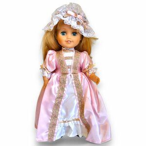 Unimax Soft Body Doll Strawberry Blond Hair Blue Eye Pink Dress Vintage 1991 15"